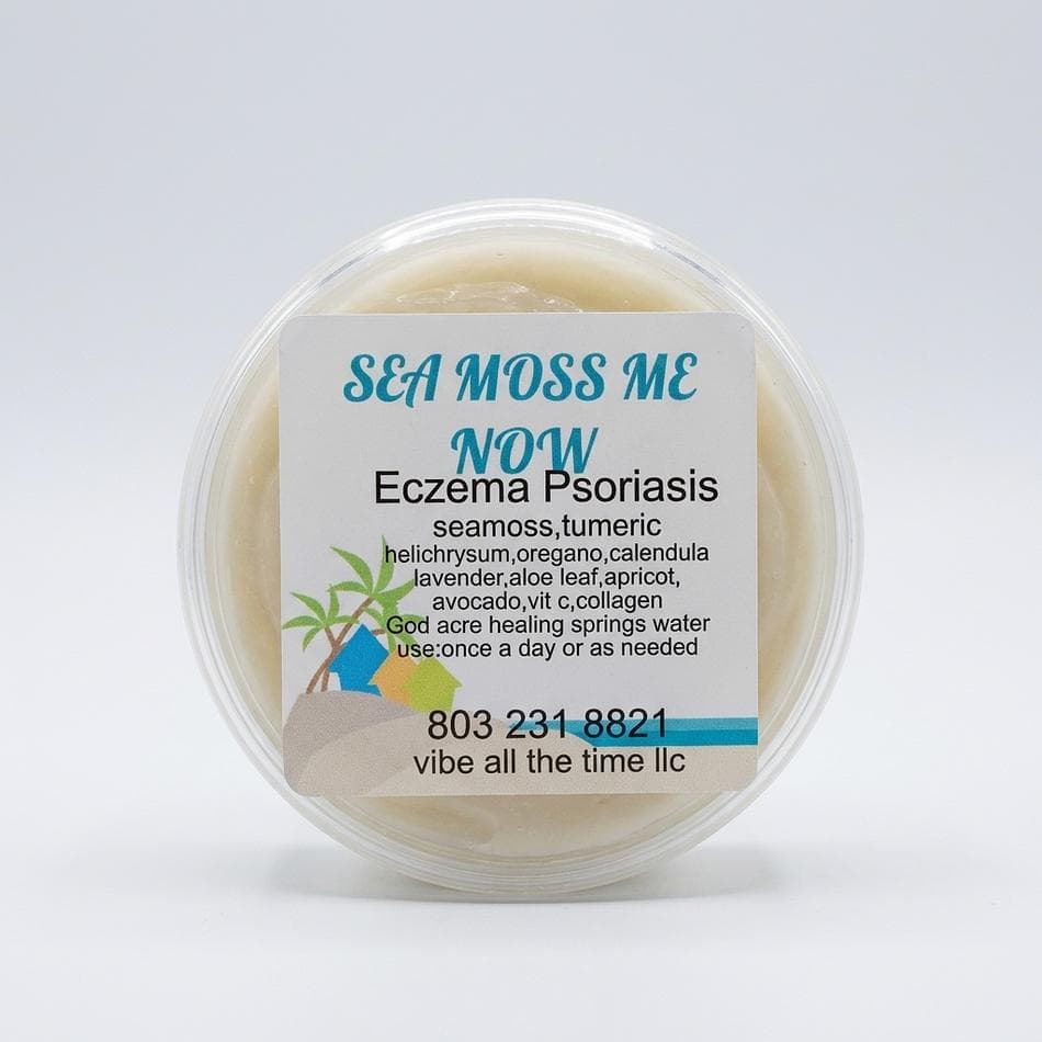 Herbal Eczema & Psoriasis Cream, Sea Moss & Turmeric, Itch & Redness Relief, Plant-Based Moisturizer, 1 Jar