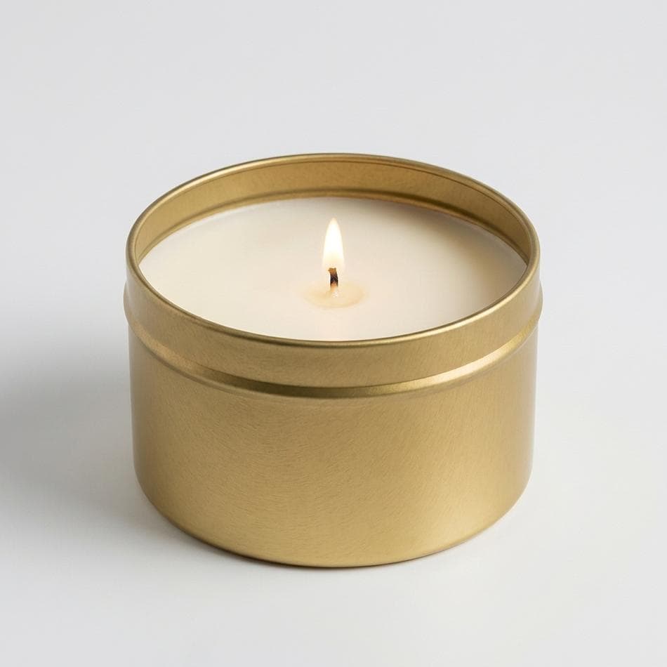 Wedding Favor Candles, Coconut Soy Wax, Custom Labels, Floral Scents, 4 oz Tin, Minimum 72