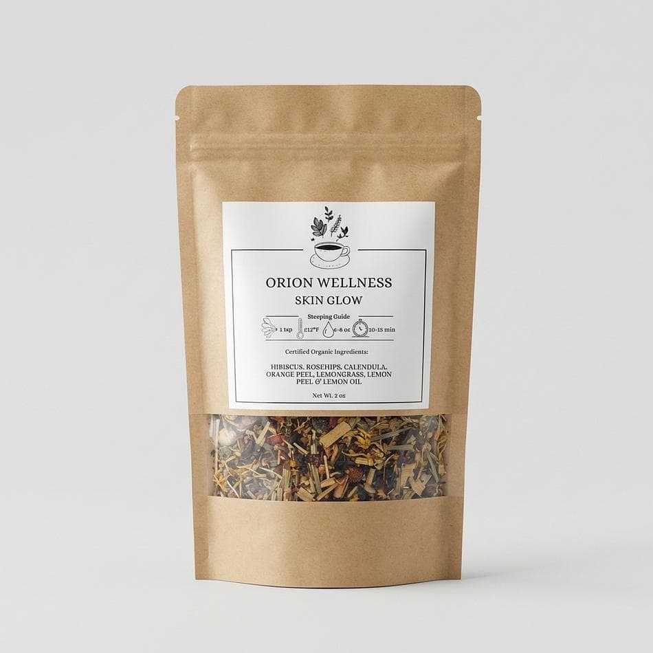 Herbal Beauty Tea, Hibiscus & Rosehips, Skin Radiance Support, Citrus Loose Leaf Blend, 2 oz