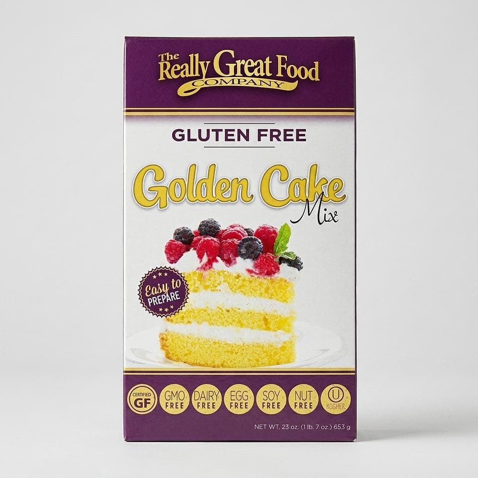 Gluten-Free Golden Cake Mix, Vegan & Nut-Free, Moist Yellow Cake Base, Makes 9x13 Cake or Bundt, 1 Box