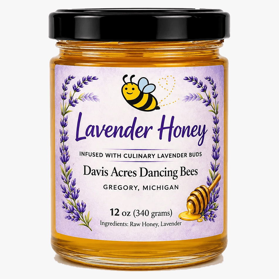 Lavender Infused Raw Honey, Culinary Lavender Buds, Light Floral Flavor for Tea & Toast, 1 Jar