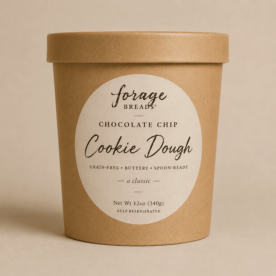 Grain-Free Chocolate Chip Cookie Dough | Made with Organic Blanched Almond Flour & Organic Pasture-Raised Butter | ✓ 1g Sugar | ✓ Spoon-Ready | ✓  Gluten-Free and Spoon-Ready, or Bake | 12 oz.