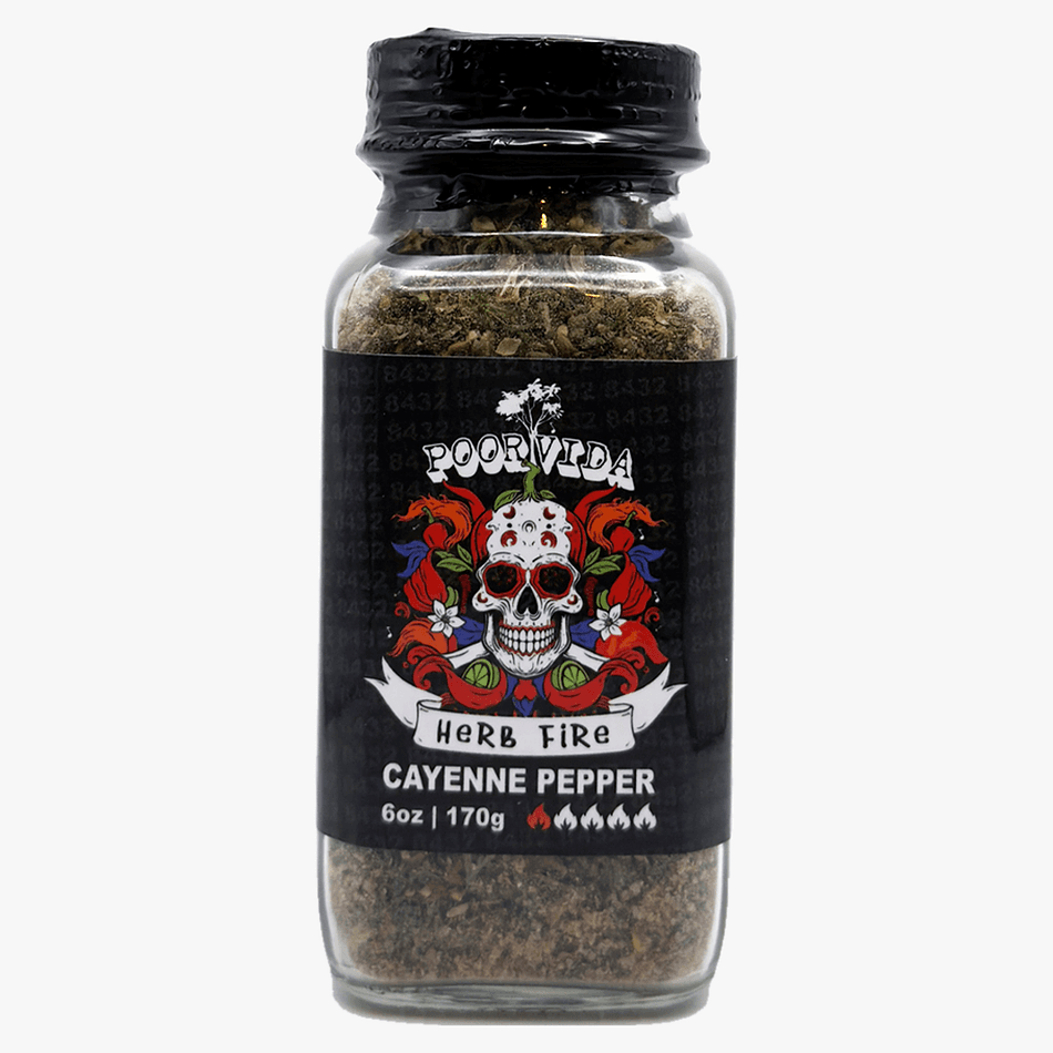 Herb Fire Cayenne Garlic Seasoning, Oregano Basil Parsley Blend, Low Sodium Spicy Dry Rub for Chicken & Veggies, 6 oz Jar