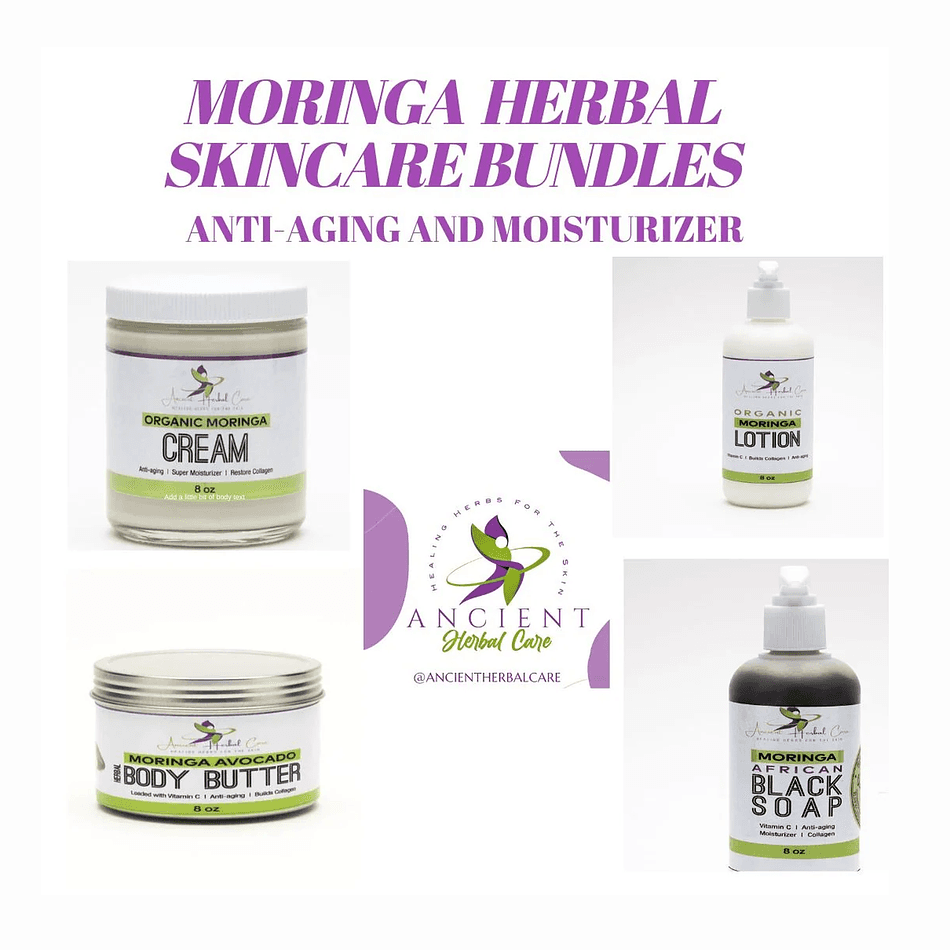 Moringa Face & Body Lotion Bundle, Organic Moringa Seed Oil, Anti-Aging Moisture, Vegan Skincare Set, 1 Set