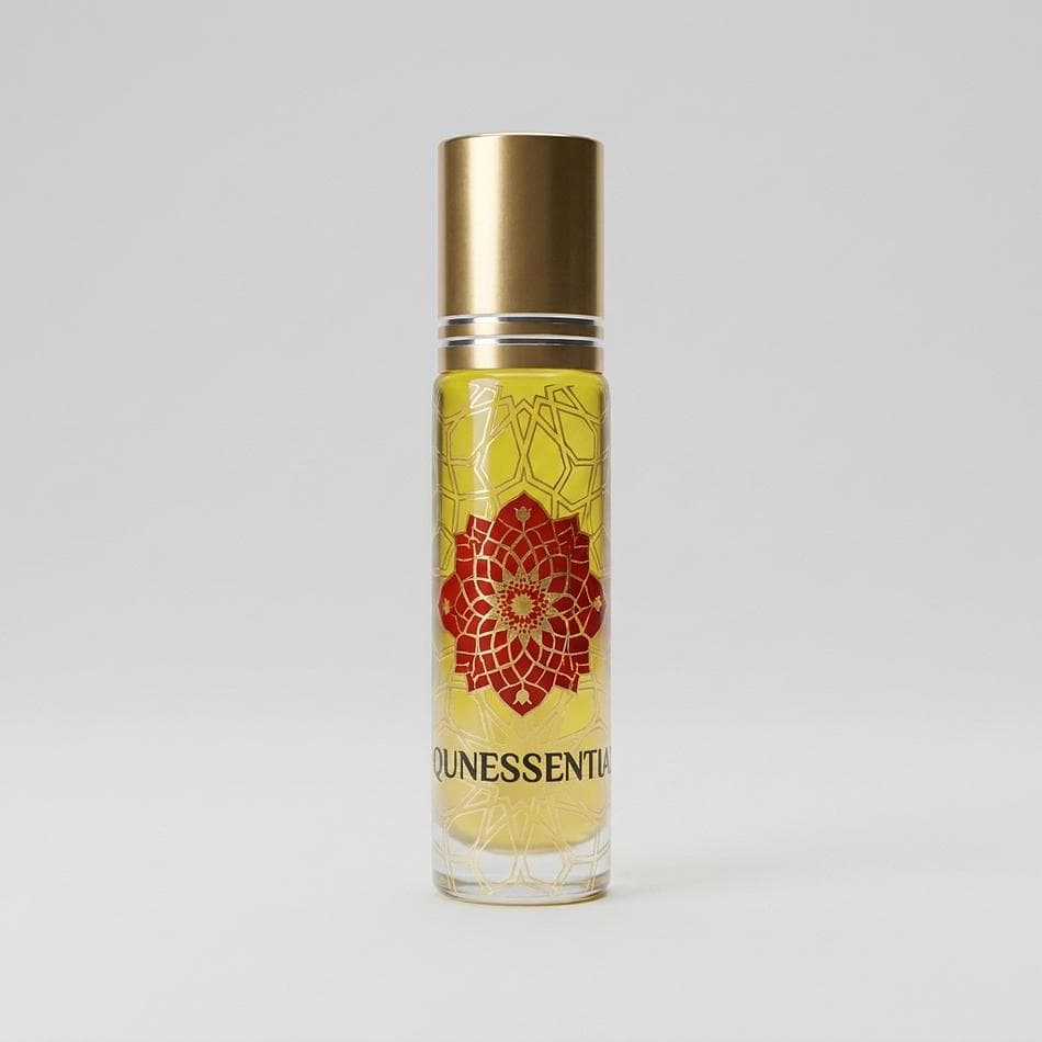 Crystal-Infused Body Roll-On Perfume Oil, White Musk & Jojoba, Clean Powdery Scent, Strawberry Quartz Chips, 10 ml