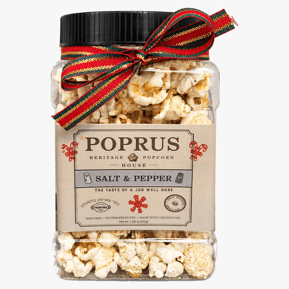 Salt & Pepper Popcorn, Coconut Oil, Savory Gift Jar + Christmas Word Search Printable, Kosher Parve, 1.20 oz