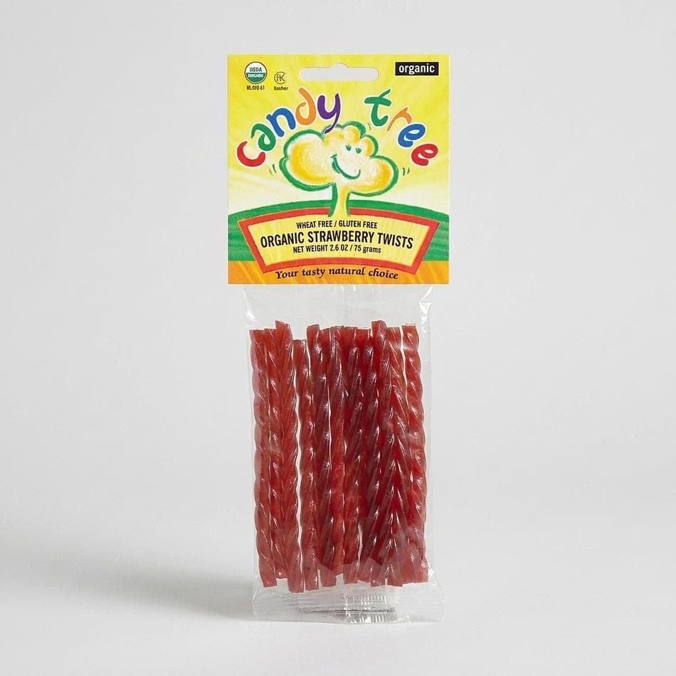 Organic Strawberry Licorice Twists, Fruit Juice Sweetened, Gluten-Free Vegan Candy, Non-GMO, 2.6 oz Bag