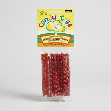 Organic Strawberry Licorice Twists, Fruit Juice Sweetened, Gluten-Free Vegan Candy, Non-GMO, 2.6 oz Bag
