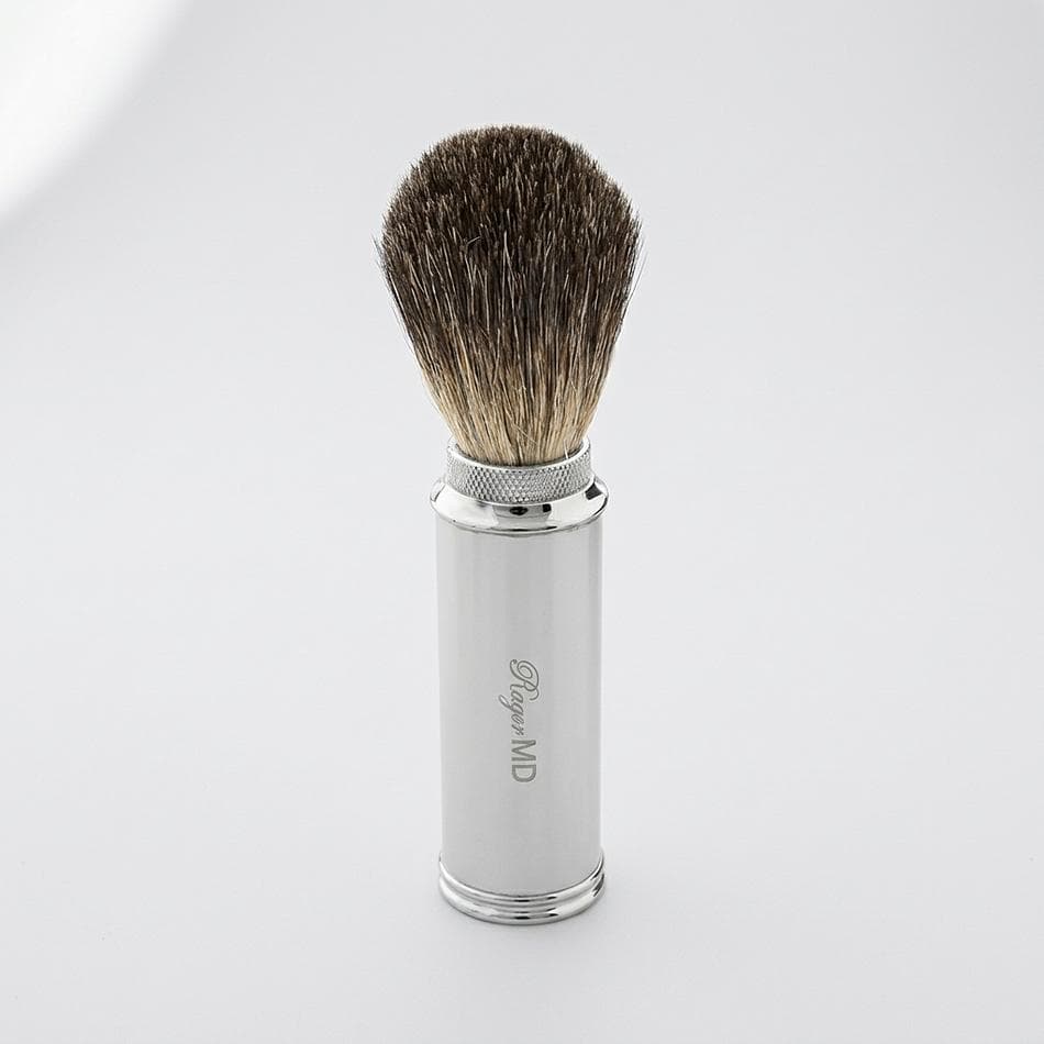Travel Shaving Brush, Badger Hair, Compact 3-Piece Screw-Together Design, Protective Storage Case, Travel/Gym Use, 1 Brush