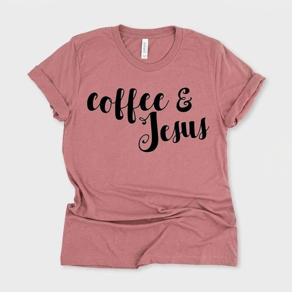 Graphic T-Shirt, Bella Canvas Ring-Spun Cotton, Coffee & Jesus Faith Design, Soft Retail Fit, XS–3XL