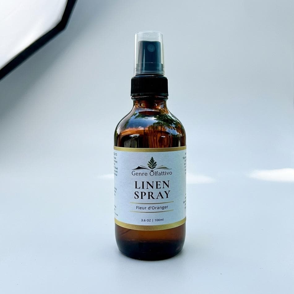 Orange Blossom Linen & Room Spray, Eucalyptus & Bergamot Essential Oils, Alcohol-Free Fabric Freshener, 4 oz Amber Glass Mist