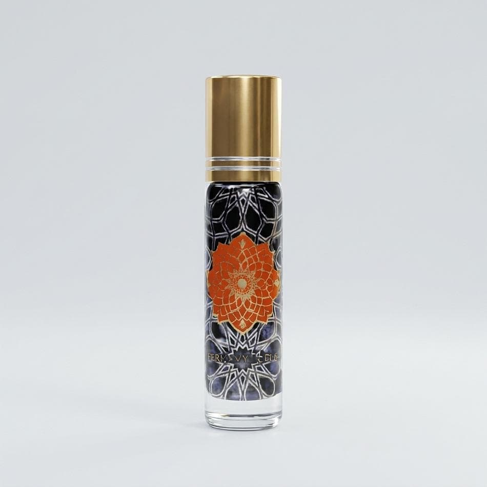 Blue Lotus Roll-On Perfume Oil, Jojoba Base & Lapis Lazuli, Floral Calm Aroma, 10ml Crystal-Infused Body Fragrance