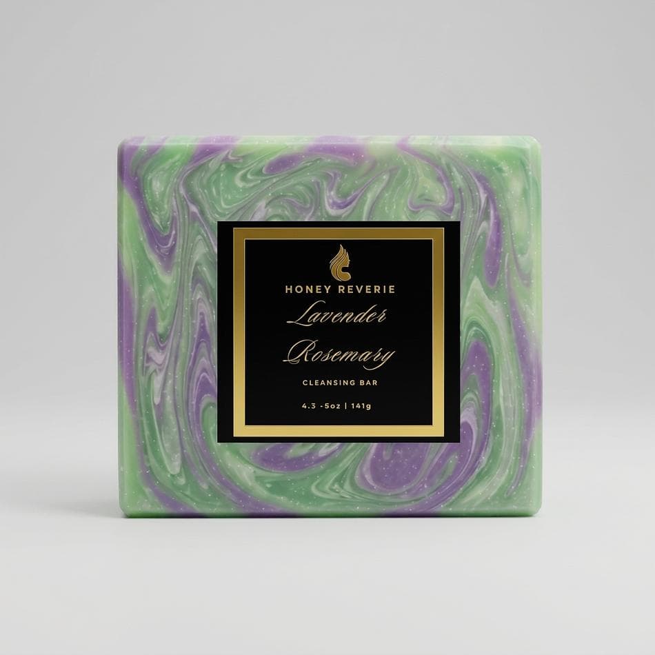 Cleansing Bar Soap, Lavender & Rosemary Essential Oils, Calming Herbaceous Scent, Gentle Daily Cleanse, 1 Bar