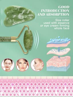 1pc Facial Roller Massager 1pc Gua Sha Board-9