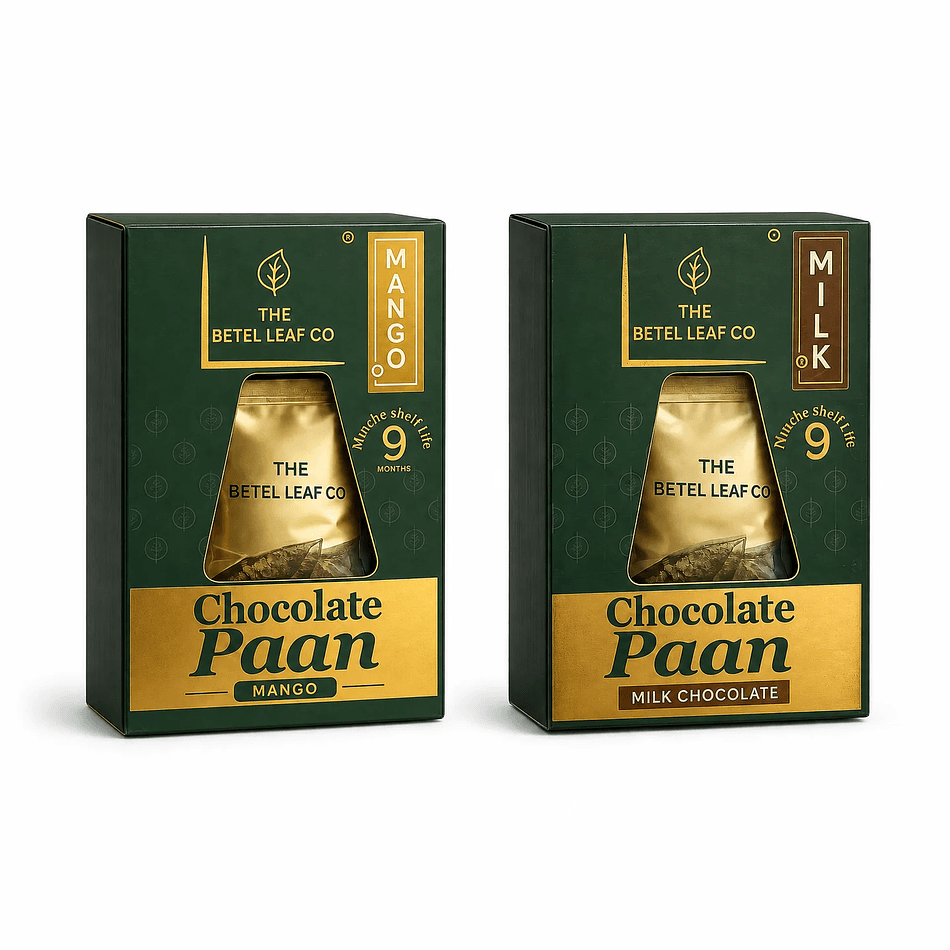 Paan-Filled Chocolate Triangles, Milk & Mango, After-Meal Dessert, Duo Pack (2 Pieces), Shelf-Stable 9 Months