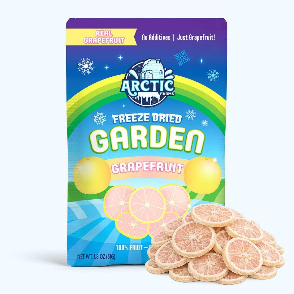 Freeze-Dried Grapefruit Slices, 100% Grapefruit, Tart Citrus Crunch, No Sugar Added, Large Resealable Bag (1.8 oz)