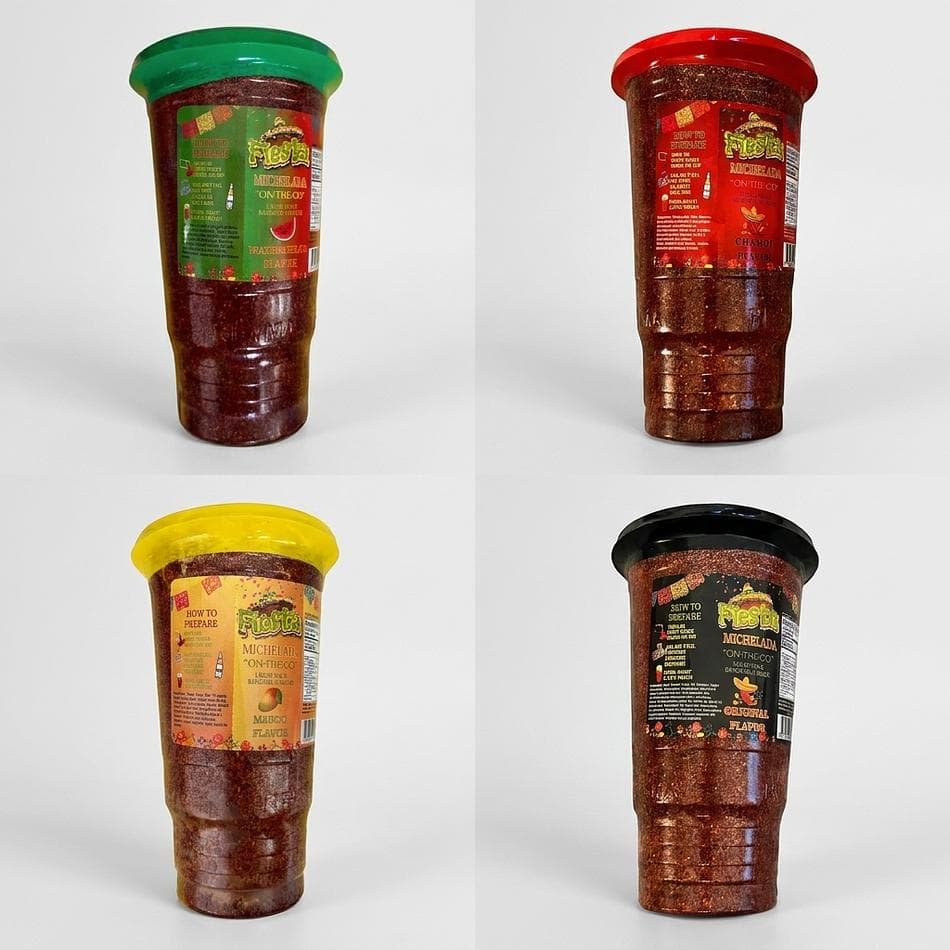Michelada Cup Variety Pack, Chamoy Mango Watermelon Classic, Just Add Beer, Pre-Rimmed Single-Serve Cups, 4-Pack