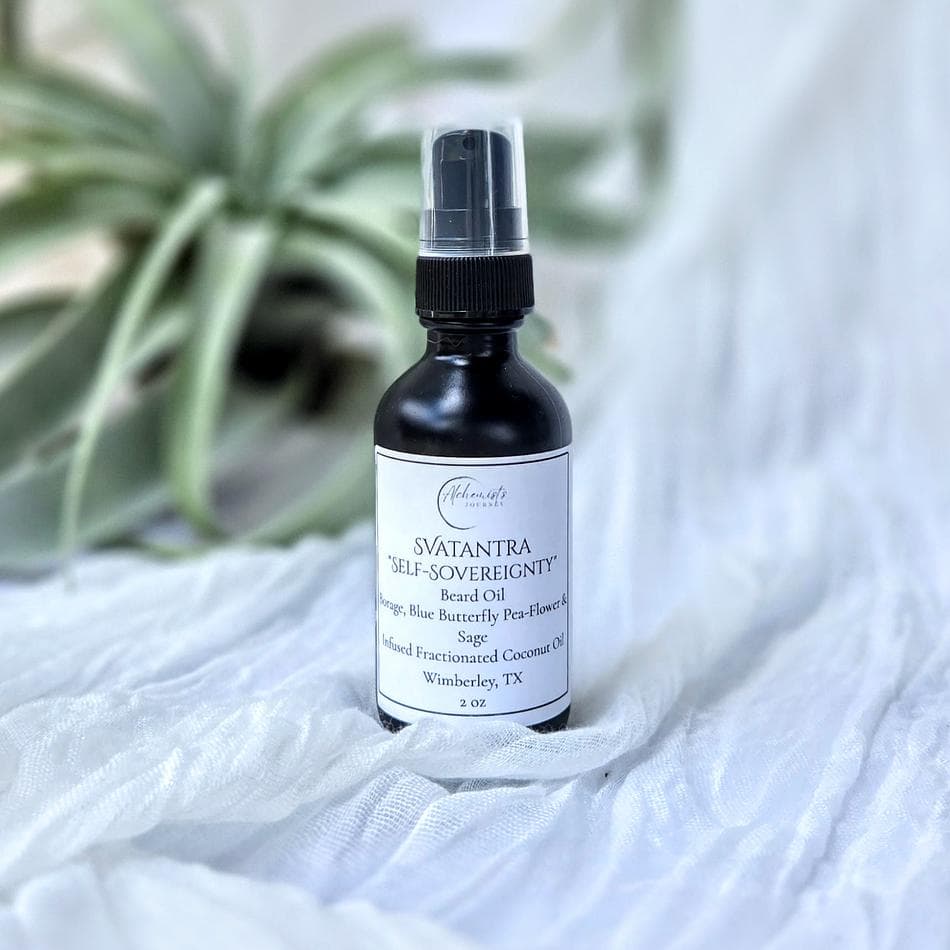 Svatantra “Self-Sovereignty” Beard Oil Featuring  Borage, Jojoba Oil, Black Seed Oil, Blue Tansy & Frankincense,