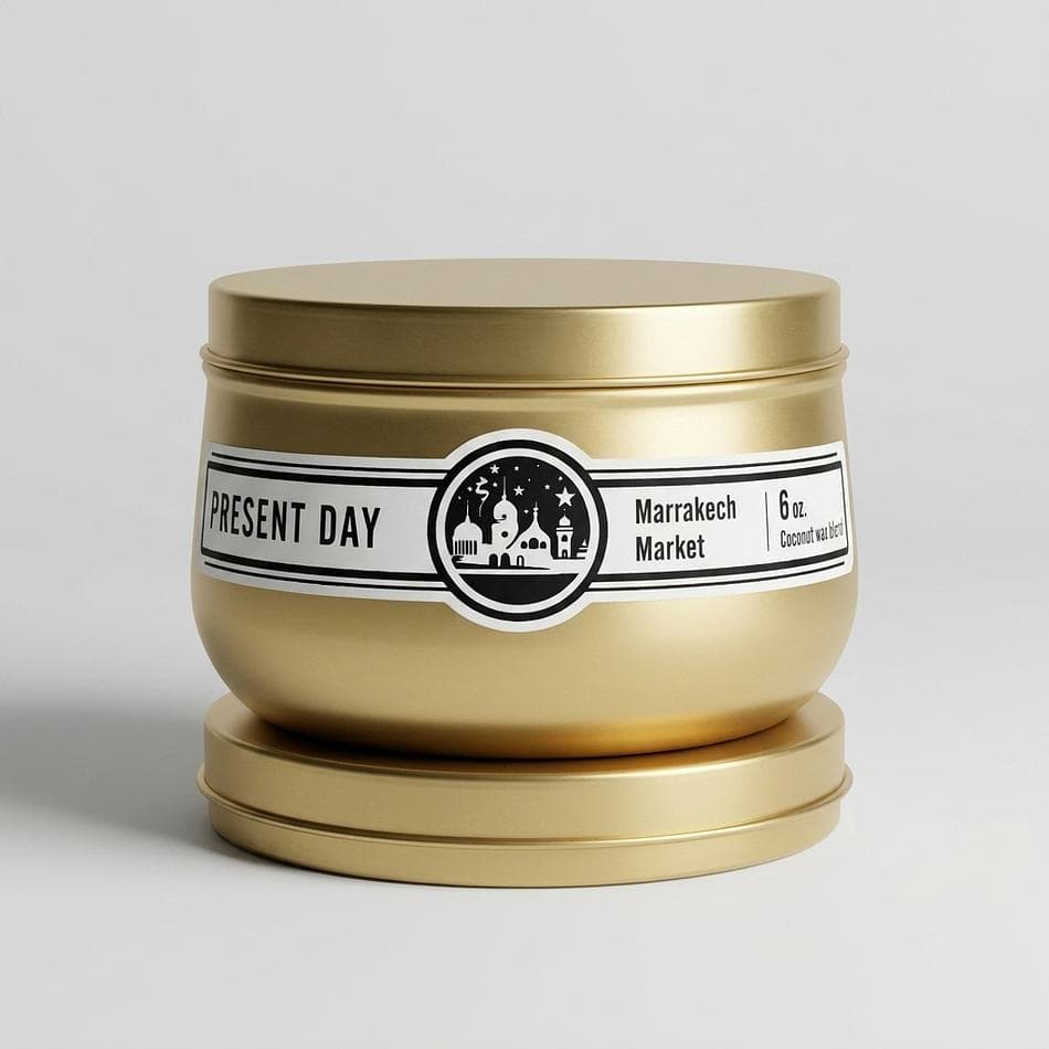 Scented Travel Tin Candle, Red Ginger & Saffron + Cashmere, Spicy Luxury Aroma, 6 oz Lidded Gift Tin