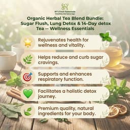 Organic Herbal Tea Blend Bundle: Sugar Flush, Lung Detox & 14-Day detox Tea -- Wellness Essentials-4