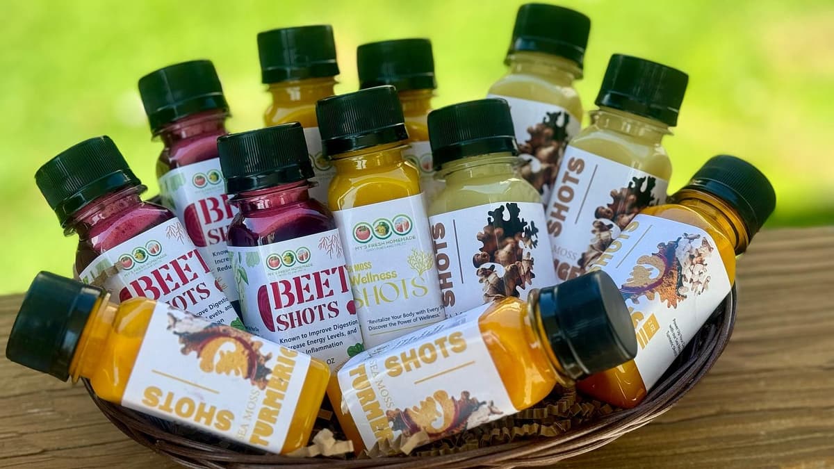 Handcrafted Organic Wellness Sea Moss Shots Sampler Pack| Set of 12 (2oz) | Ginger Shots, Turmeric Shots, Beet Shots & Wellness Shots.