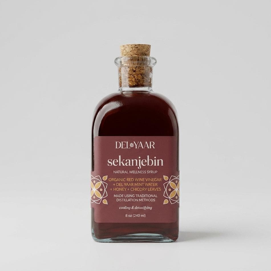Persian Sekanjebin Herbal Syrup, Chicory Root & Raw Honey, Tangy Refreshing Drink Mixer, Small-Batch Bottle