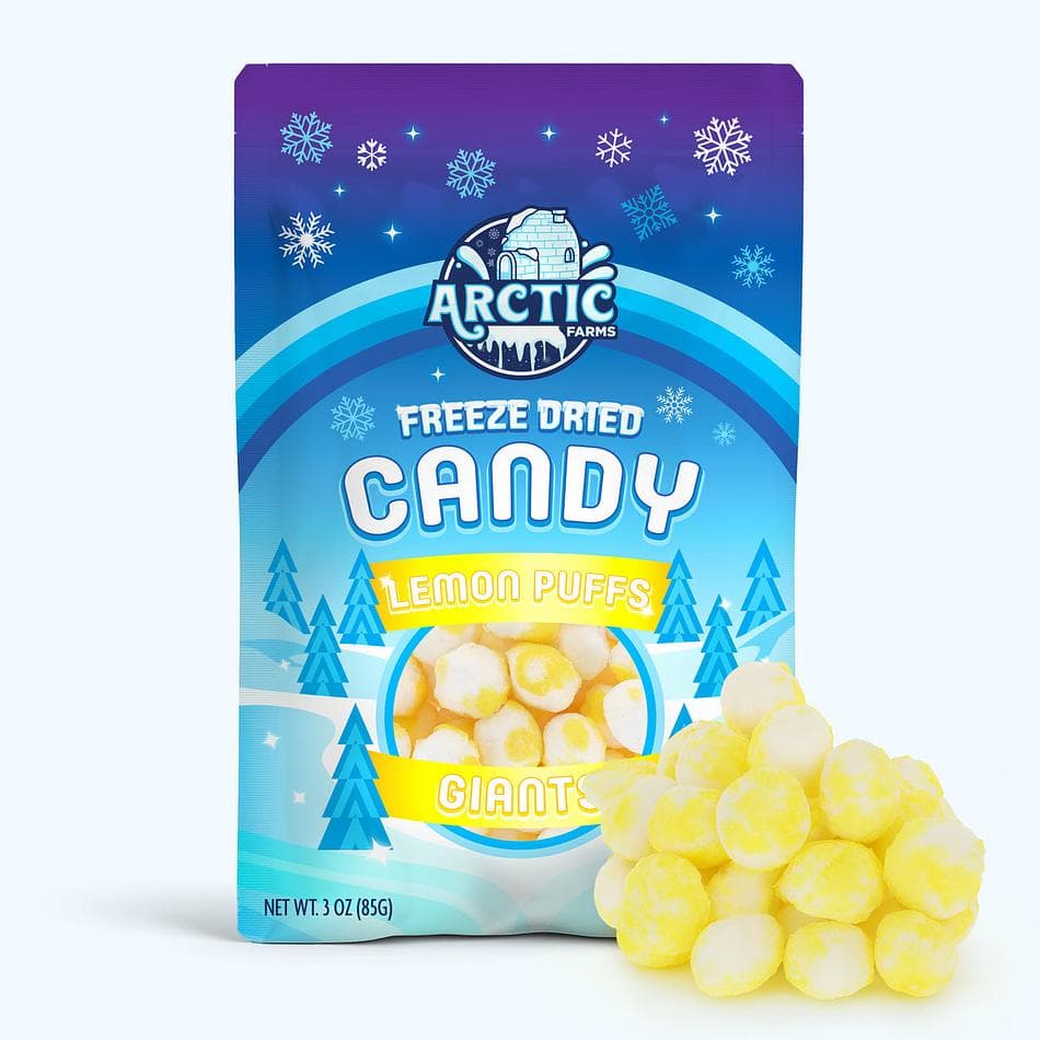 Freeze-Dried Lemon Puffs, Giant Puffs, Bright, Tart, Ultra-Crunchy Lemon Candy, Large Resealable Bag (3 oz)