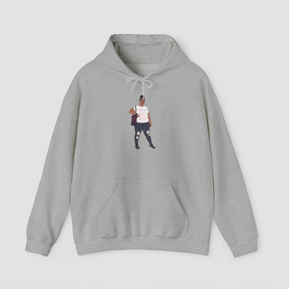 Plus Size Graphic Hoodie Sweatshirt, Cotton-Poly Blend, Body Positive Caricature Print, Unisex Pullover, S–5XL