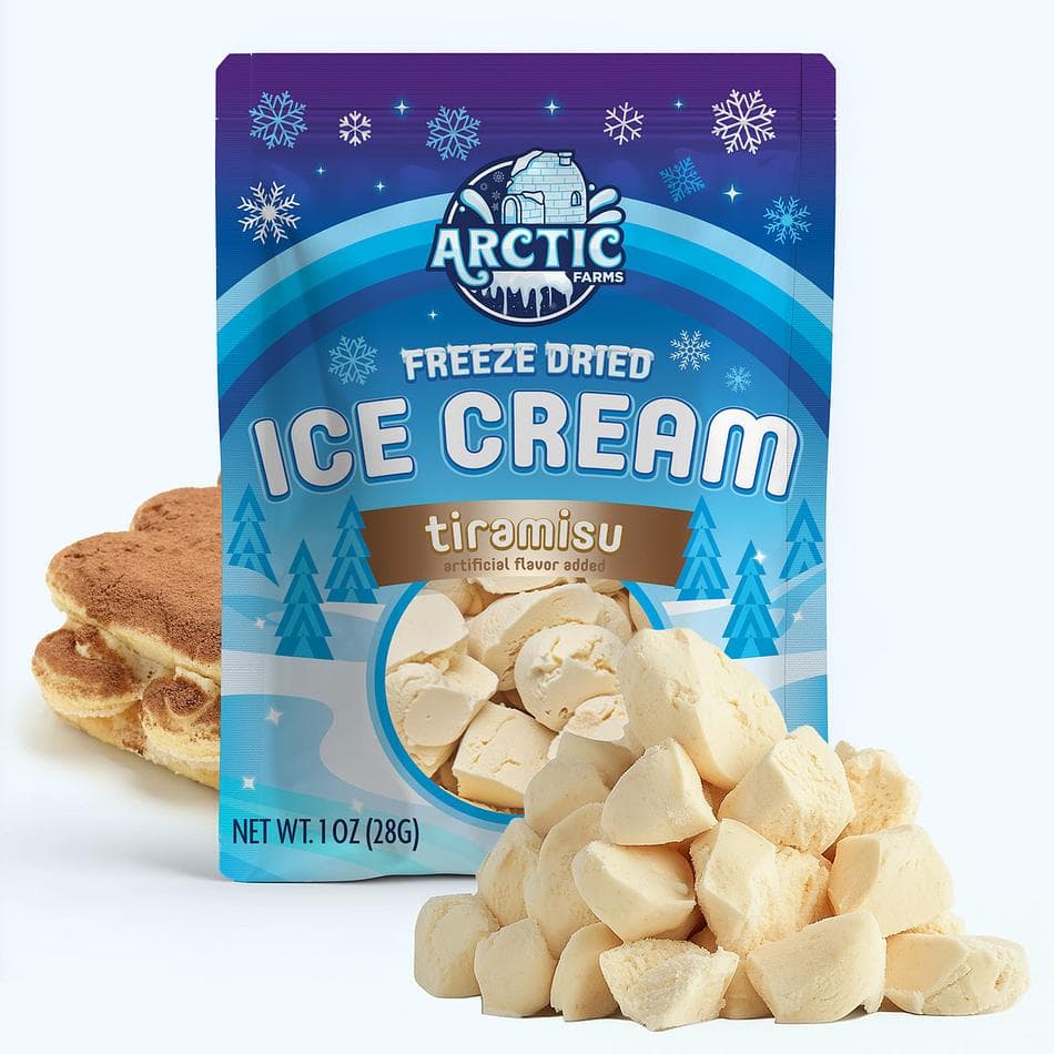 Freeze-Dried Ice Cream Bits, Tiramisu, No-Melt Crunchy Snack, Shelf-Stable, Resealable Bag (1 oz)