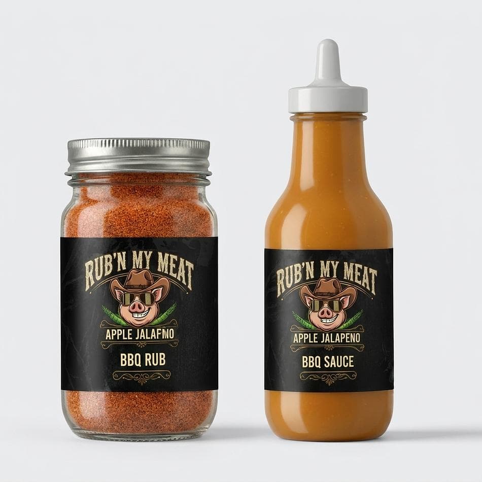 BBQ Rub & Sauce Set, Apple & Jalapeño, Sweet Heat Flavor, 2-Pack (Rub + BBQ Sauce)