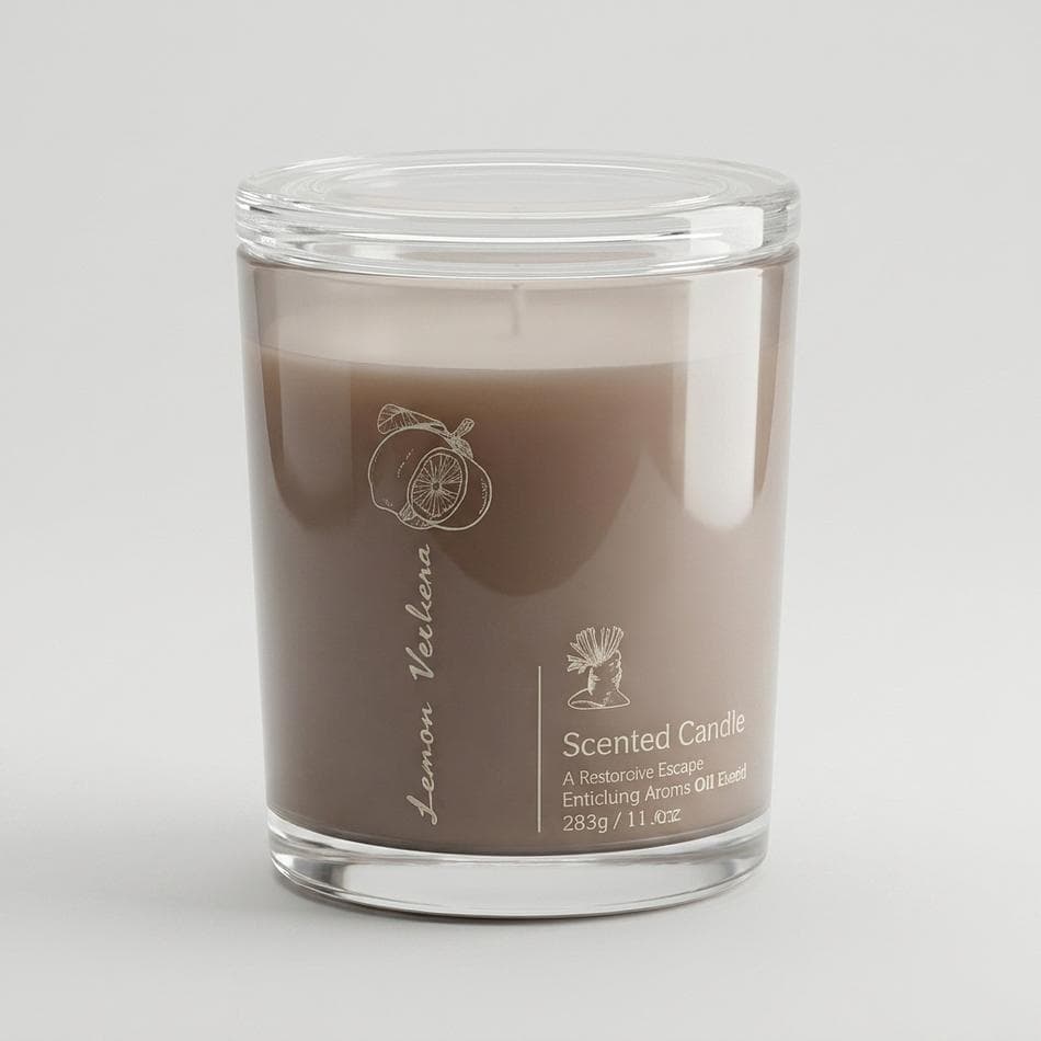 Lemon Verbena Scented Candle, Lemon & Lemongrass, Fresh Uplifting Spa Scent, 11 oz Jar Candle