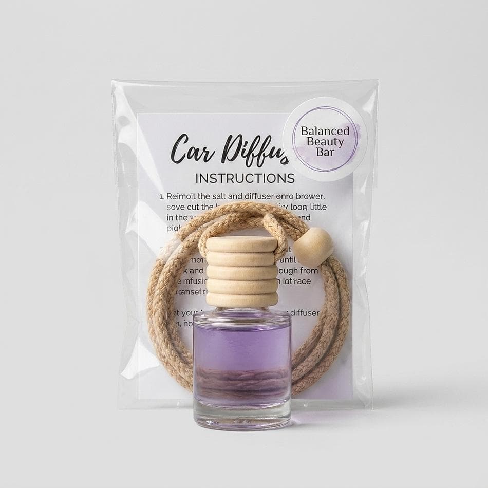 Refillable Car Essential Oil Diffuser, Glass Bottle & Wood Cap, Hanging or Vent Clip, Aromatherapy Air Freshener, 3 oz