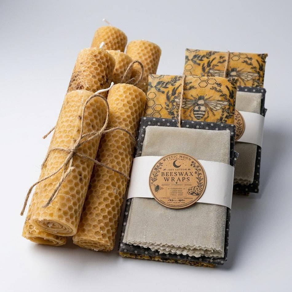 Beeswax Food Wraps, Beeswax & 100% Cotton, Reusable Plastic Wrap Alternative, 6-Pack (1 Large, 2 Medium, 3 Small)