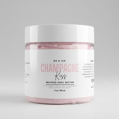 4 oz.Whipped Body Creme, Shea & Cocoa Butter, Long-Lasting Glow for Dry Skin) Champagne Kiss Scent