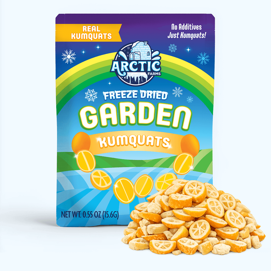 Freeze-Dried Kumquat, Sweet-Tart, Zesty, Whole-Fruit Citrus Crunch, Pack of 3 Resealable Bags (0.55 oz each)