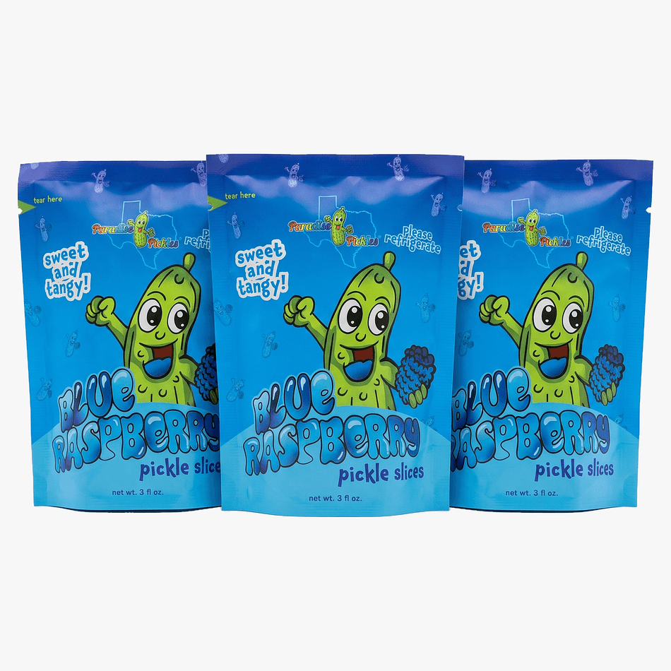 Blue Raspberry Pickle Snack Packs, Sweet & Tangy Flavor, Crunchy Pickle Slices, 3-Pack