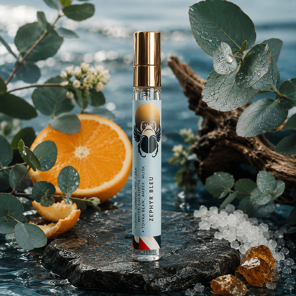 Zephyr Bleu Coastal Marine Perfume Spray - Fresh Aquatic Scent with Citrus & Sea Salt Notes - 10ml Travel Eau de Parfum