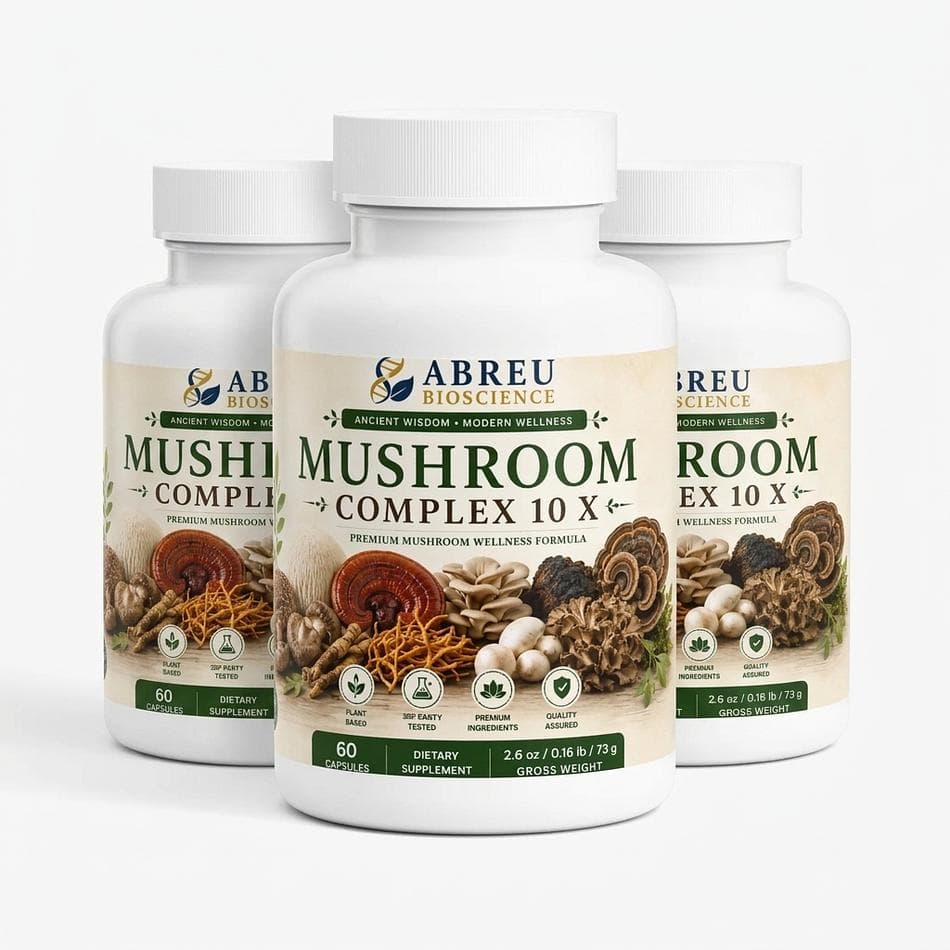 10-Mushroom Complex Capsules, Lion’s Mane Reishi Cordyceps, Focus Energy & Immune Support, Vegan, 60 Count (30 Servings)