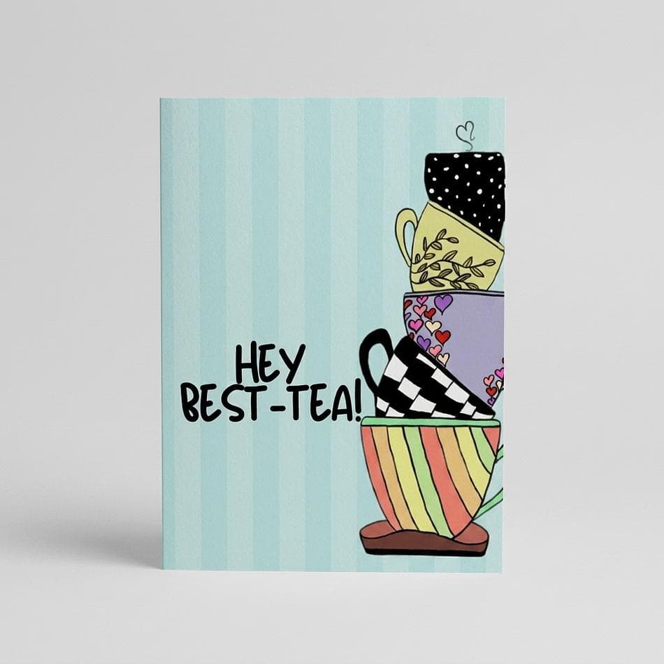 Friendship Greeting Card, 100% Recycled Paper, Best Friend Note, A2 4.5 x 5 in Folded, Blank Inside, 1 Card + Envelope