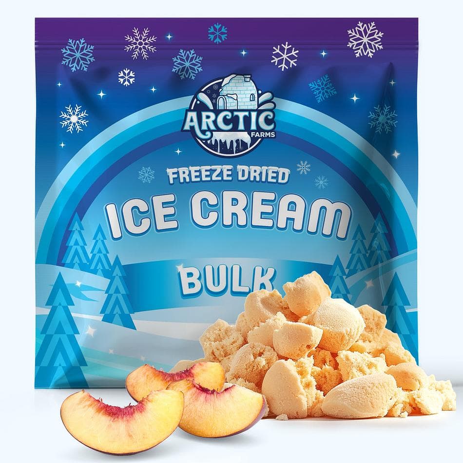 Freeze-Dried Ice Cream Bits, Peach, No-Melt Crunchy Snack, Shelf-Stable, Bulk Bag (1 lb)