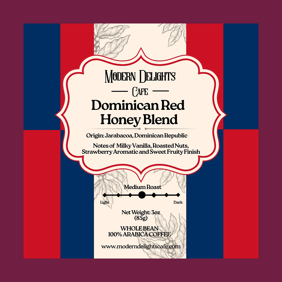 Red Honey Process Coffee, Dominican Republic (Jarabacoa), Medium Roast, Milky Vanilla & Strawberry Notes, 3oz Sample Bag