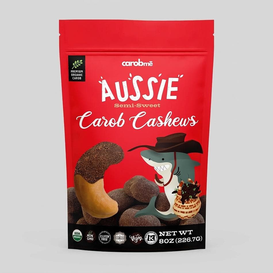 Organic Carob Covered Cashews, Australian Carob & Coconut Sugar, Chocolate Alternative, Vegan Snack, 8 oz Bag
