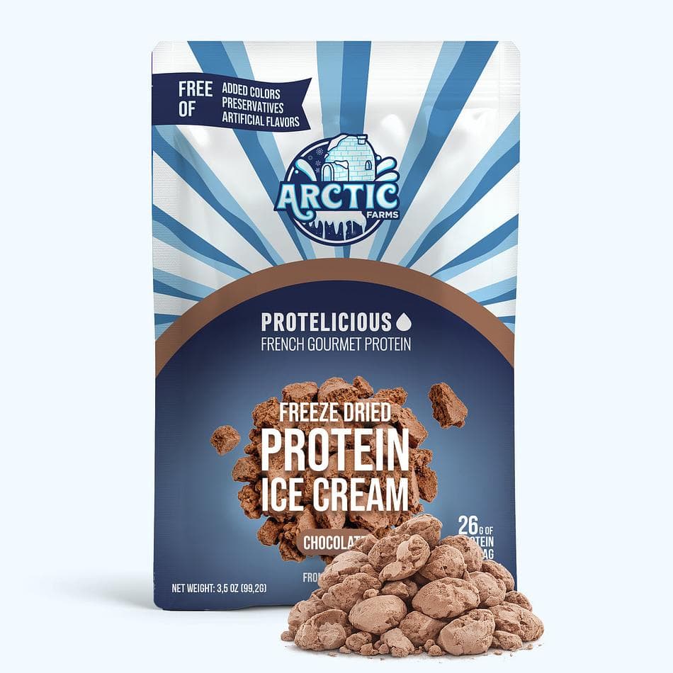 Freeze-Dried Protein Ice Cream Bites, A2A2 Milk & Cocoa, Zero Added Sugar, Crunchy Chocolate, Large Resealable Bag (3.5 oz)