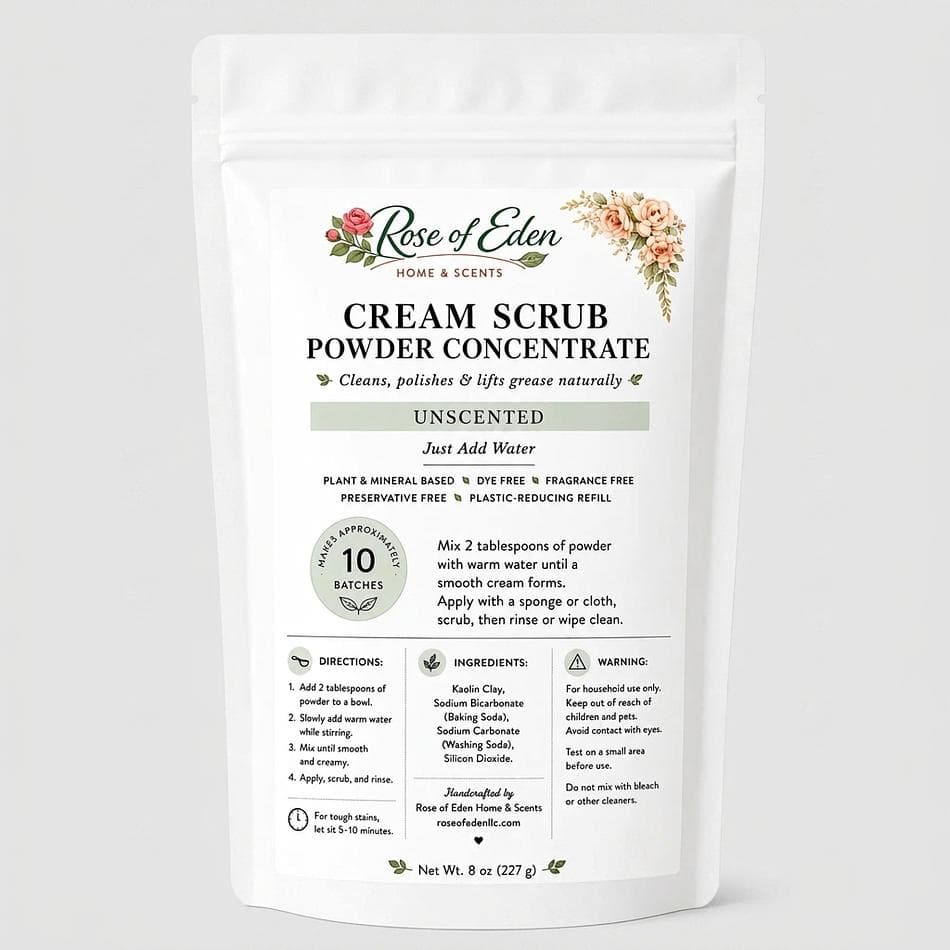 Cream Cleanser Powder, Kaolin Clay & Baking Soda, Cuts Grease & Soap Scum, Mix-to-Use Concentrate, 1 Jar