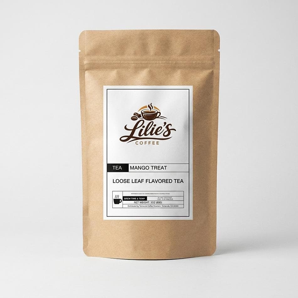 Mango Flavored Black Tea, Black Tea & Natural Mango Flavor, Fruity Iced or Hot Tea, Loose Leaf 3 oz