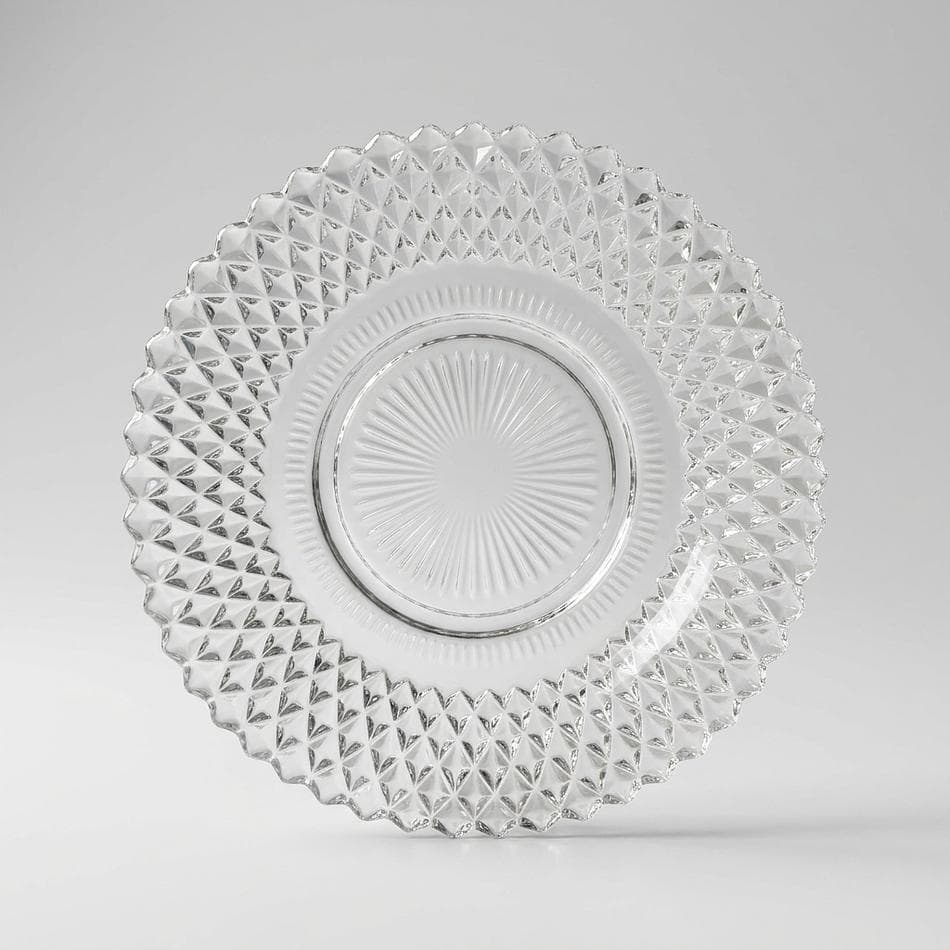 Vintage Pressed Glass Trinket Dish, Indiana Glass Diamond Point, Ruffle Edge, Candle/Jewelry Catchall, 5.25 in