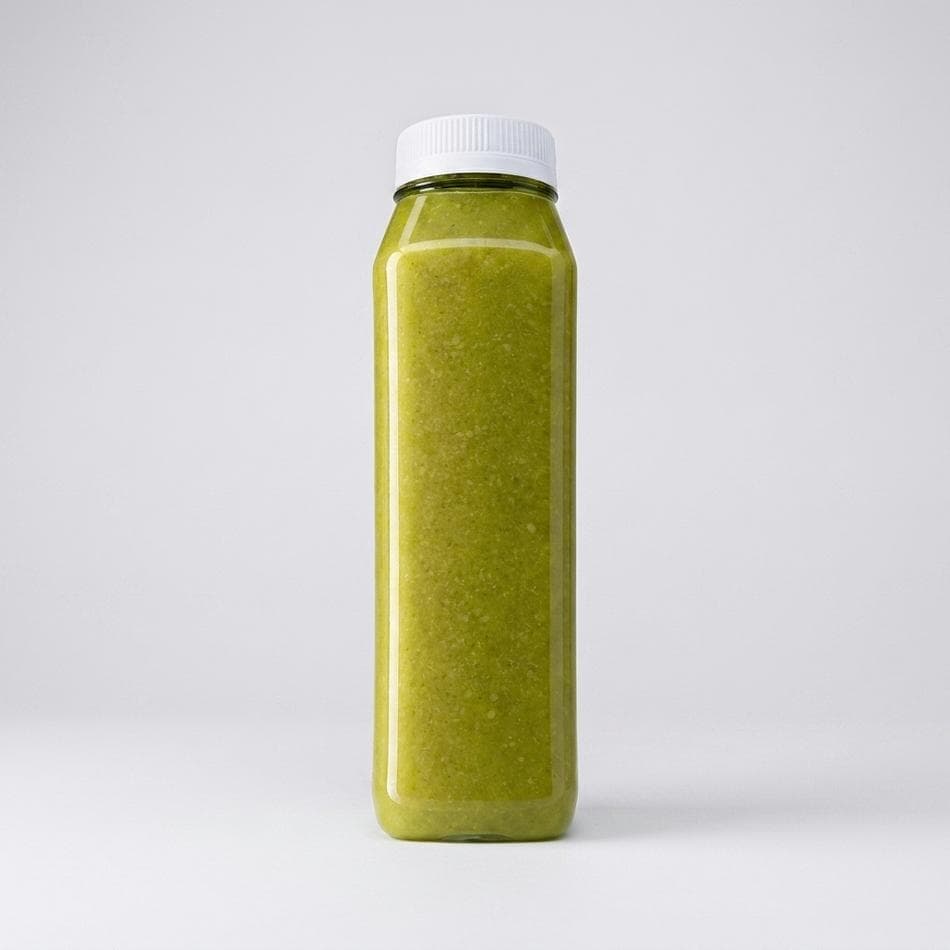 Cold-Pressed Green Juice, Green Apple, Celery, Cucumber, Kale, Lemon & Ginger, Tangy Wellness Boost, 12 oz Bottle