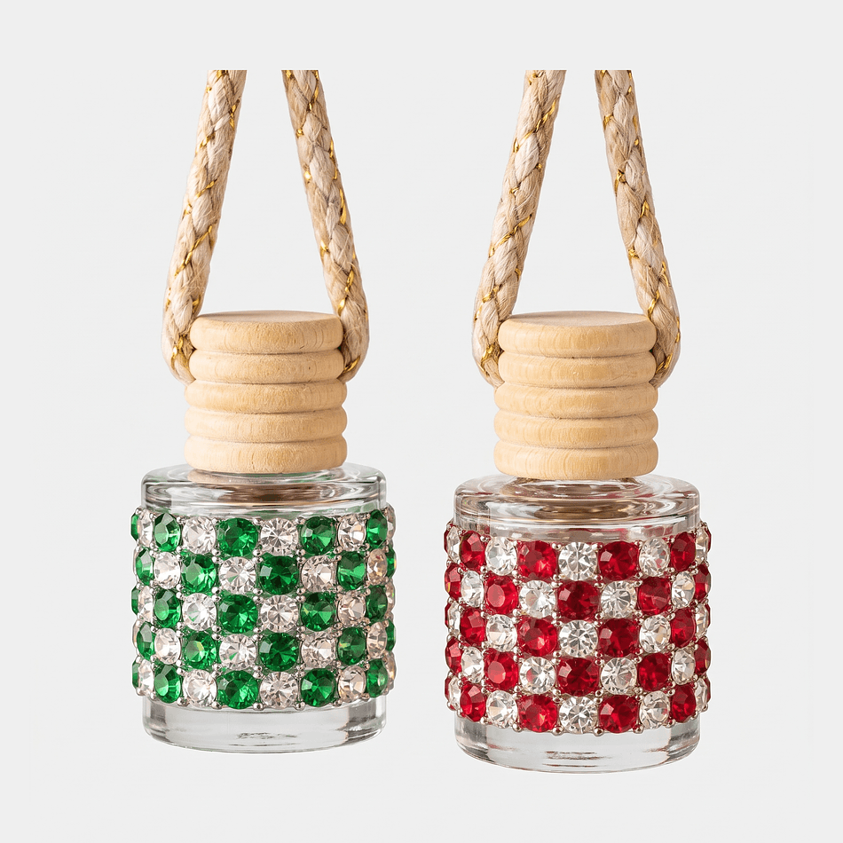 Hanging Car Diffuser, Christmas Tree (Fir & Pine Scent), Fresh Evergreen Holiday Aroma, Rearview Mirror Bottle