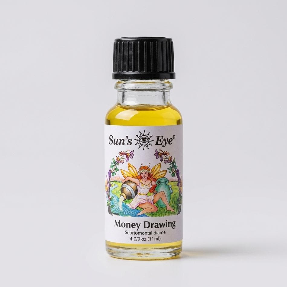 Money Drawing Ritual Oil, Frankincense & Heliotrope, Prosperity Intention, 0.5 oz (15 mL) Glass Bottle