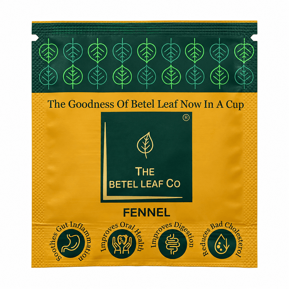 Herbal Tea Bags, Betel Leaf & Fennel (Saunf), After-Meal Digestive Sip, 16 Sachets/Box